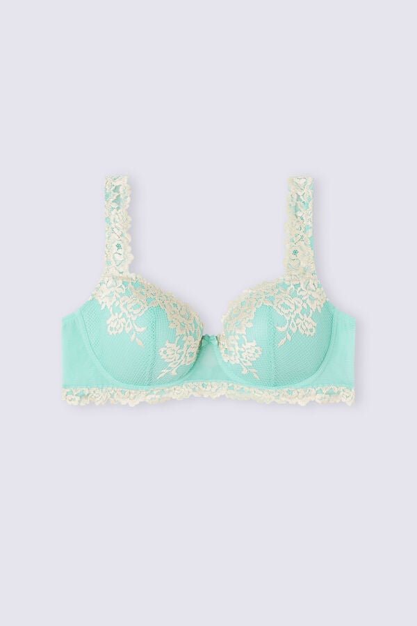 Women Intimissimi Pretty Flowers Sofia Balconette Bra Green / White | 3029748-YE