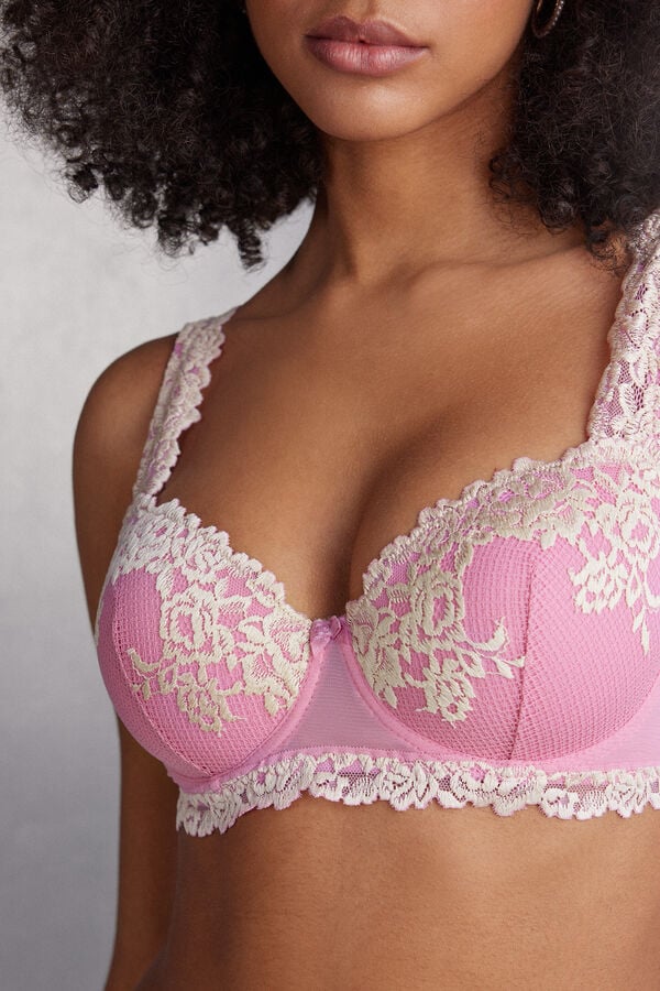 Women Intimissimi Pretty Flowers Sofia Balconette Bra Pink / White | 1298057-OD