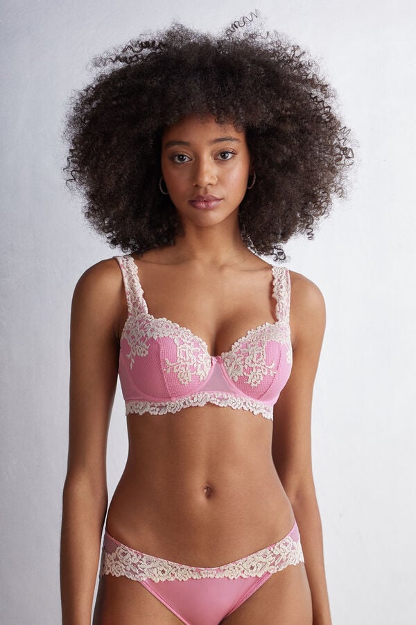 Women Intimissimi Pretty Flowers Sofia Balconette Bra Pink / White | 1298057-OD