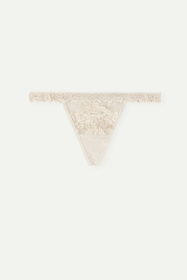 Women Intimissimi Pretty Flowers String Thong Cream Pink | 9042761-YD