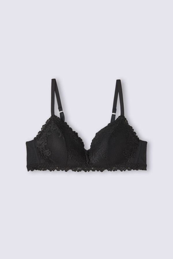 Women Intimissimi Pretty Flowers Tiziana Triangle Bra Black | 3610852-QG