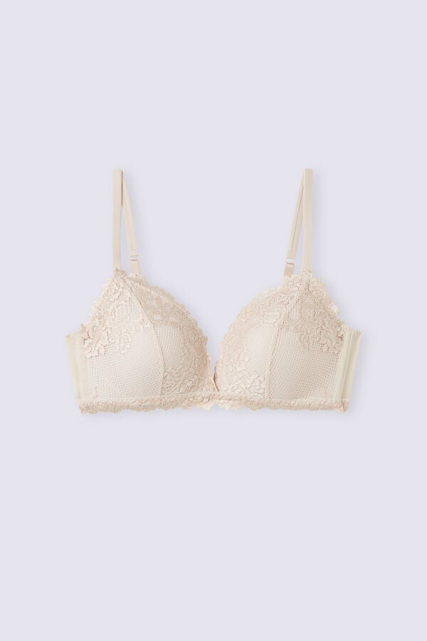 Women Intimissimi Pretty Flowers Tiziana Triangle Bra Cream Pink | 7183650-AH