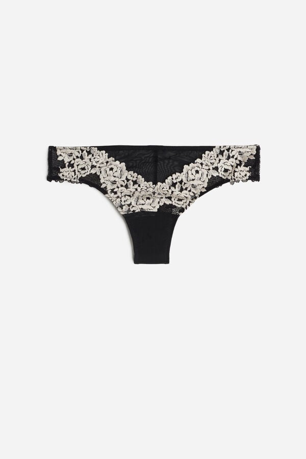 Women Intimissimi Pretty Flowerszilian Briefs Black / White | 5914807-KM