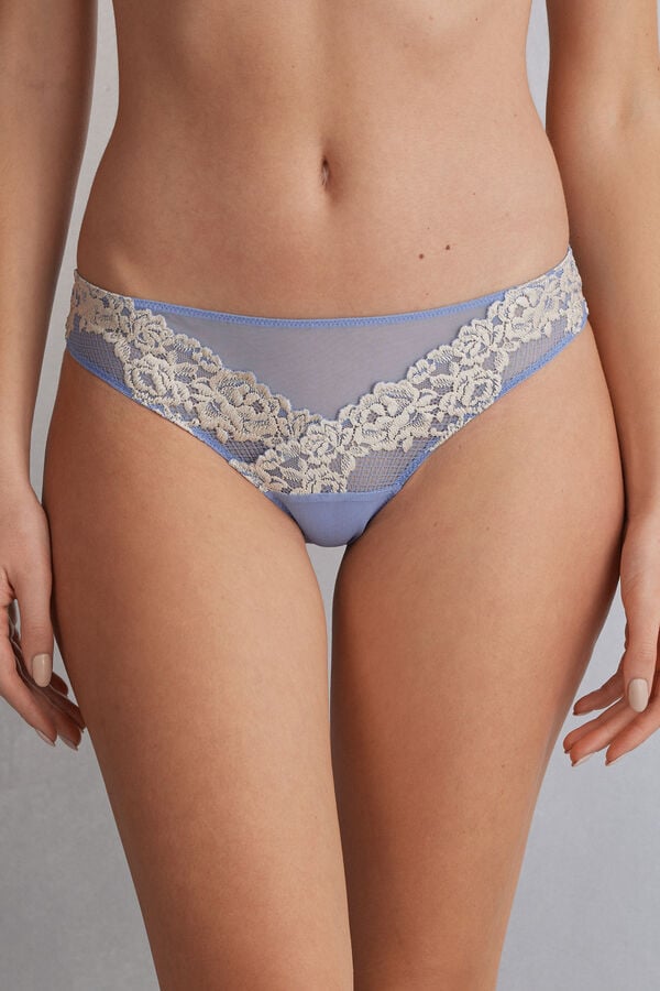 Women Intimissimi Pretty Flowerszilian Briefs Blue / White | 8230751-SZ