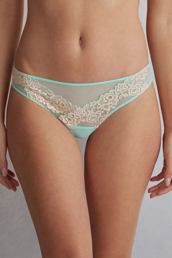 Women Intimissimi Pretty Flowerszilian Briefs Green / White | 0837924-GZ