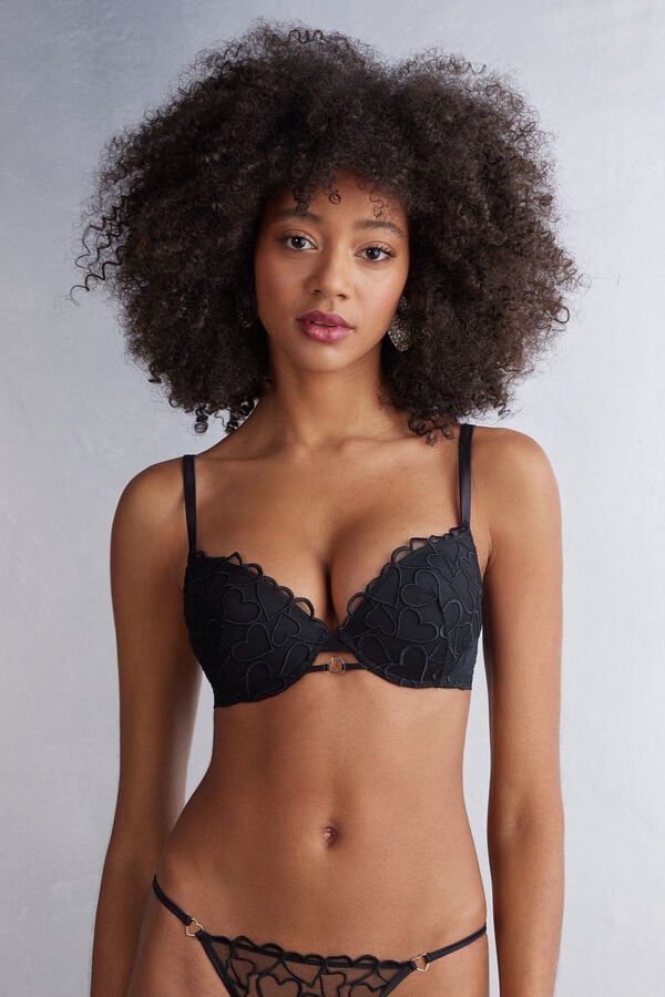 Women Intimissimi Queen Of Hearts Simona Super Push-Up Bra Black | 1238906-FJ