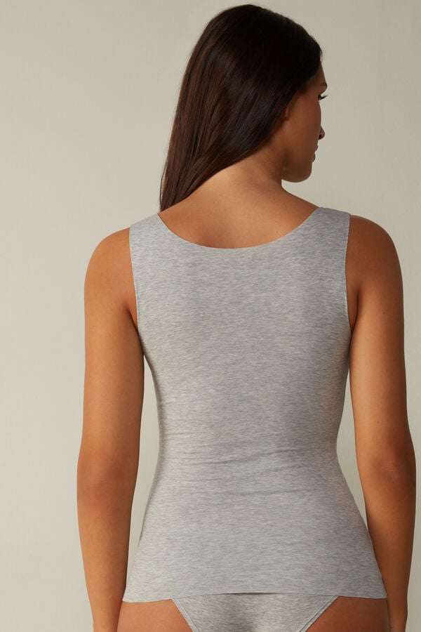 Women Intimissimi Raw Edge Round Neck Cotton Tank Top Light Grey | 1650243-CN