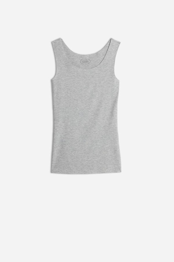 Women Intimissimi Raw Edge Round Neck Cotton Tank Top Light Grey | 1650243-CN