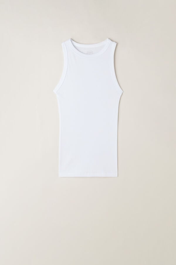 Women Intimissimi Ribbed In Supima® Cotton Tank Top White | 7192345-IV