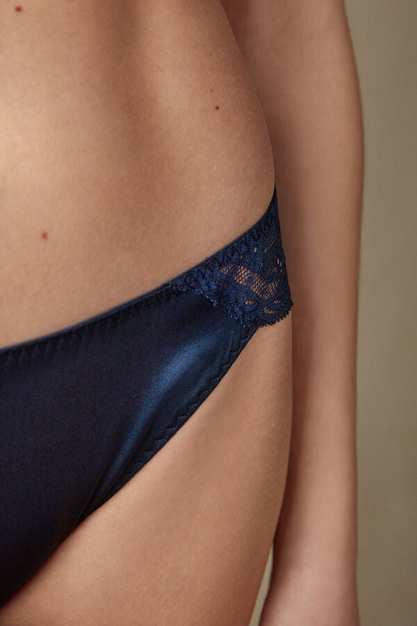 Women Intimissimi Silk And Lace Briefs Blue | 3907415-PD