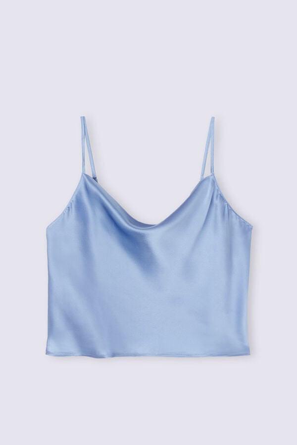 Women Intimissimi Silk Crop Camisole Tank Top Blue | 9241678-BX