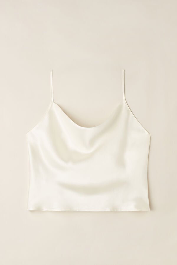 Women Intimissimi Silk Crop Camisole Tank Top White | 5402697-TB