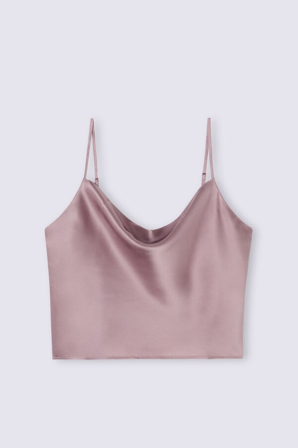 Women Intimissimi Silk Crop Camisole Tank Top Pink | 8246351-KV