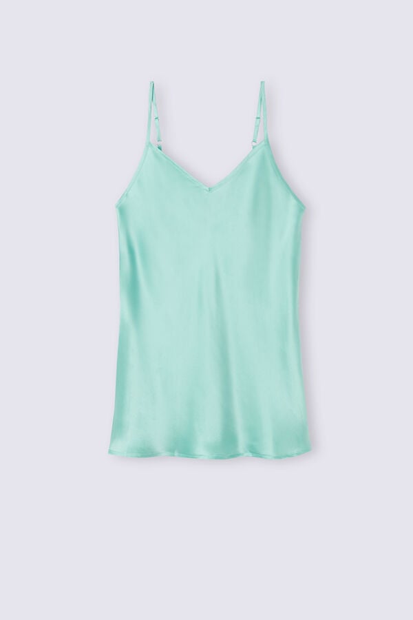 Women Intimissimi Silk Satin With V-Neckline Tank Top Green | 5963021-BL