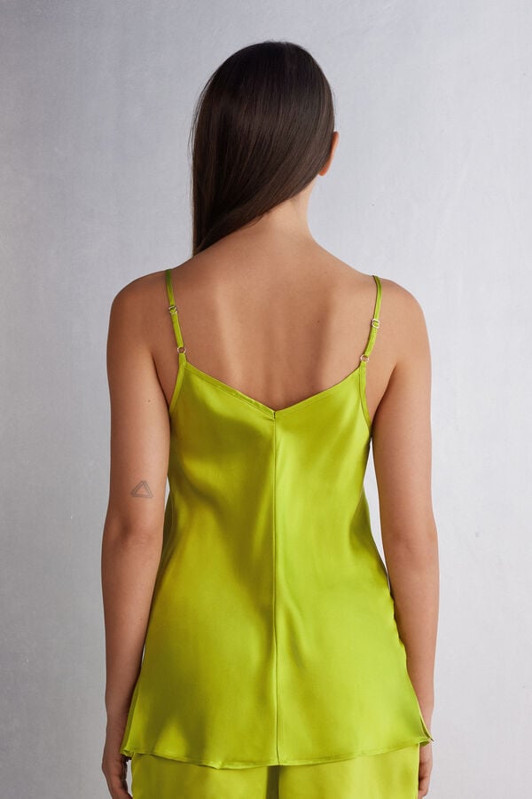 Women Intimissimi Silk Satin With V-Neckline Tank Top Green | 4698702-FR