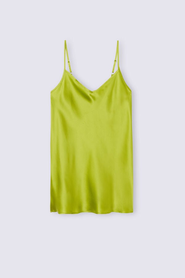 Women Intimissimi Silk Satin With V-Neckline Tank Top Green | 4698702-FR