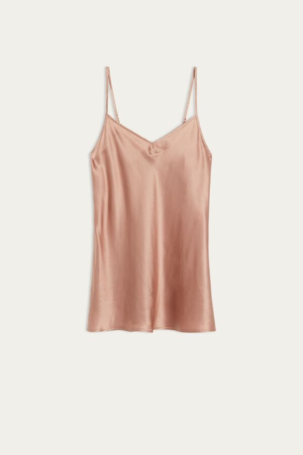 Women Intimissimi Silk Satin With V-Neckline Tank Top Pink | 4601825-EO