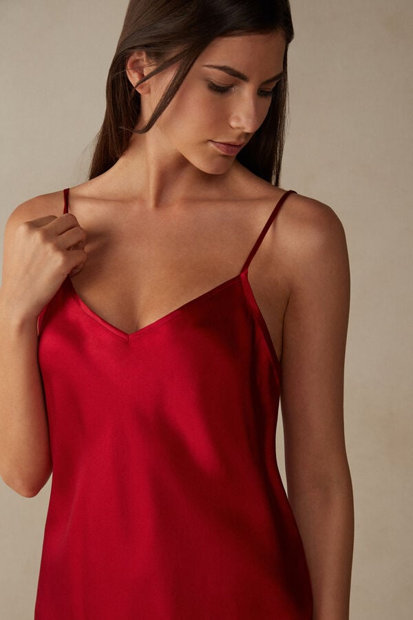 Women Intimissimi Silk Satin With V-Neckline Tank Top Red | 9547682-QU