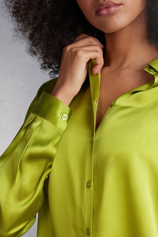 Women Intimissimi Silk Shirt Green | 8415390-TO