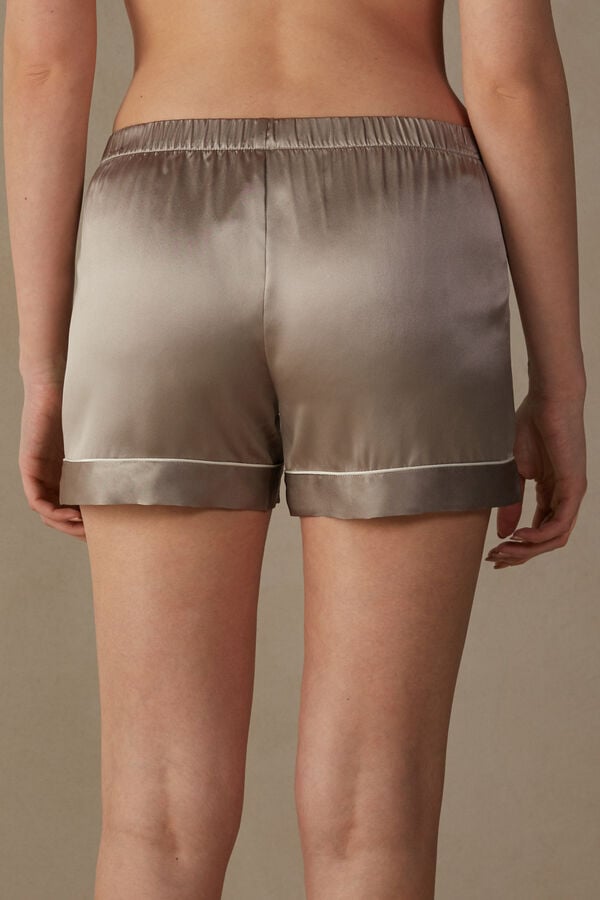 Women Intimissimi Silk With Contrast Trim Shorts Beige | 6158097-KC