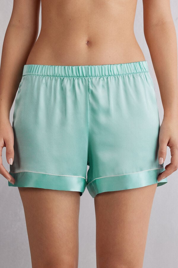 Women Intimissimi Silk With Contrast Trim Shorts Green | 3501294-PK