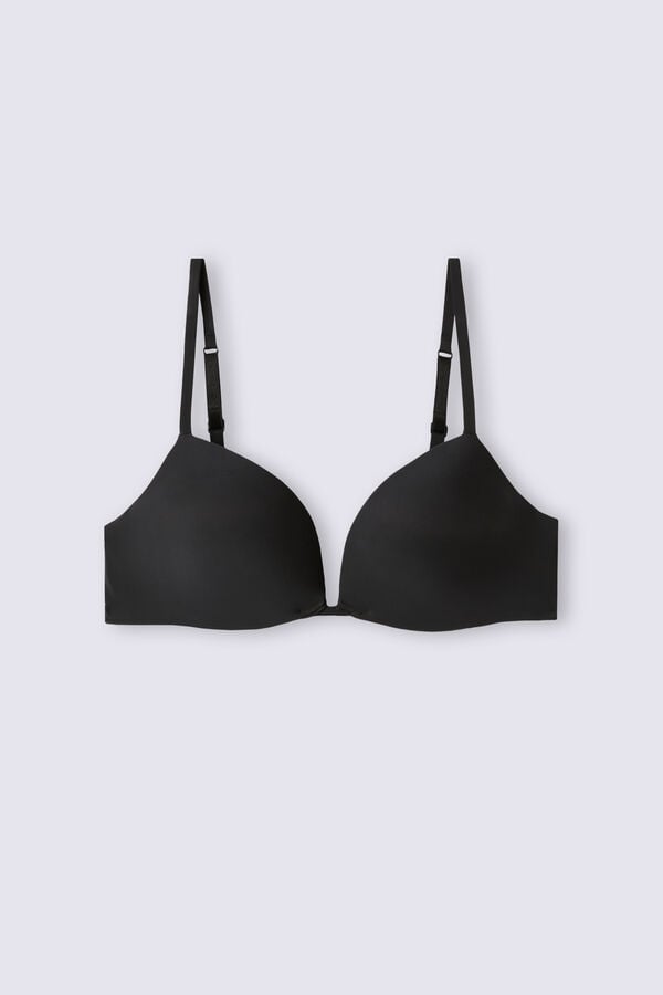 Women Intimissimi Silvia Push-Up Ultralight Microfiber Bra Black | 8213647-KI