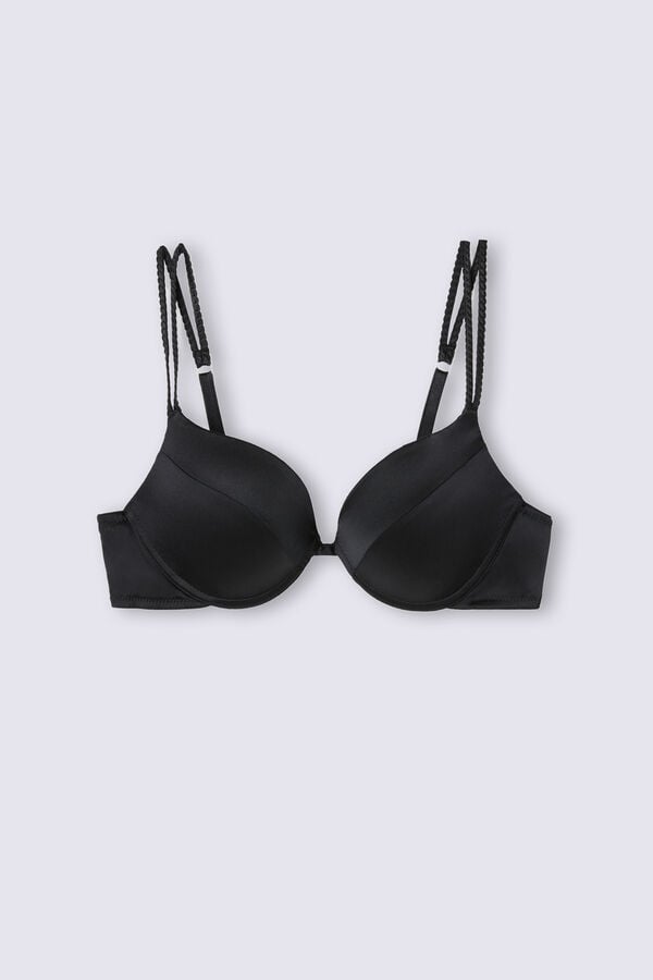 Women Intimissimi Simona Super Push-Up Silk Bra Black | 1364782-UZ