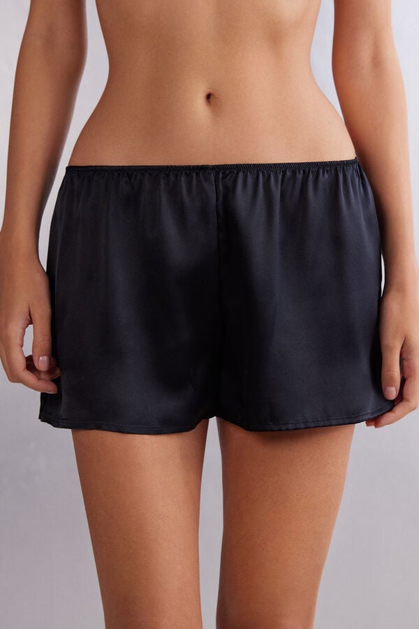 Women Intimissimi Smooth Silk-Satin Shorts Black | 0135497-FG