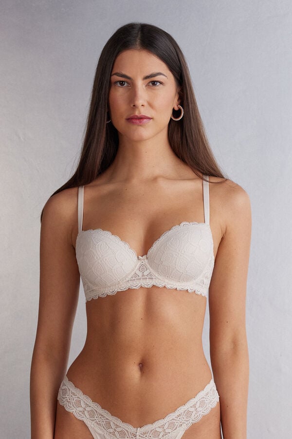 Women Intimissimi Sofia Balconette Lace Bra Cream Pink | 9438265-DS