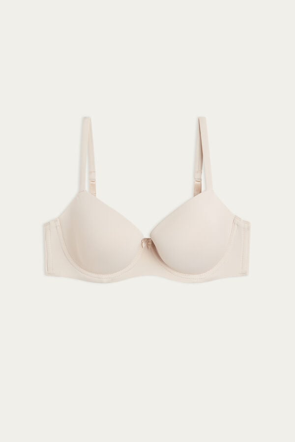 Women Intimissimi Sofia Microfiber Padded Balconette Bra Cream Pink | 4857069-NC