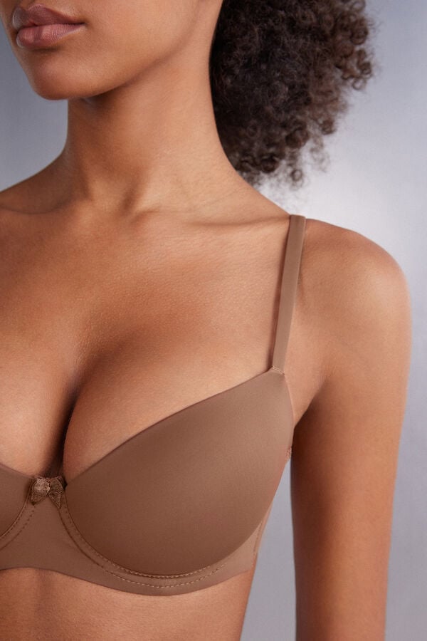 Women Intimissimi Sofia Microfiber Padded Balconette Bra Dark Beige | 2569180-YQ