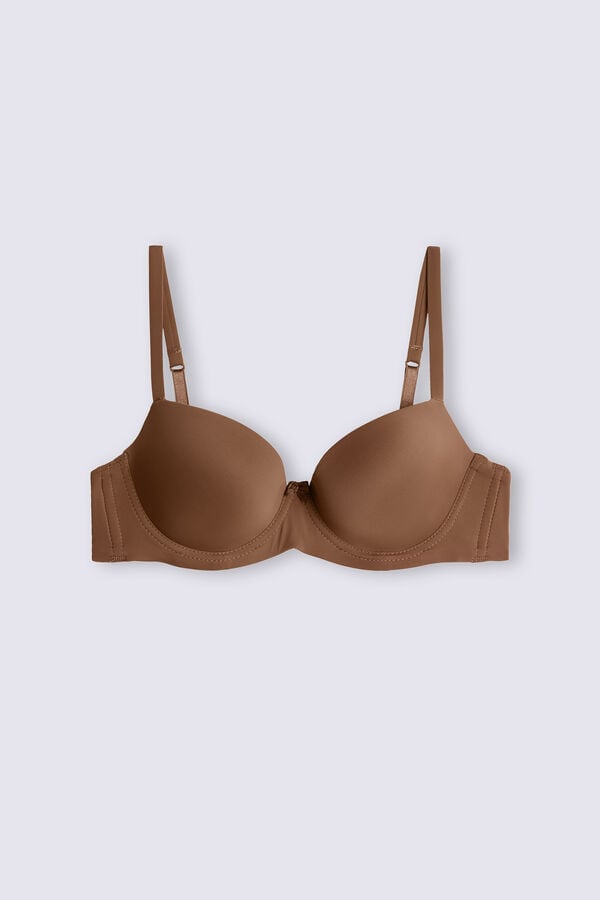 Women Intimissimi Sofia Microfiber Padded Balconette Bra Dark Beige | 2569180-YQ