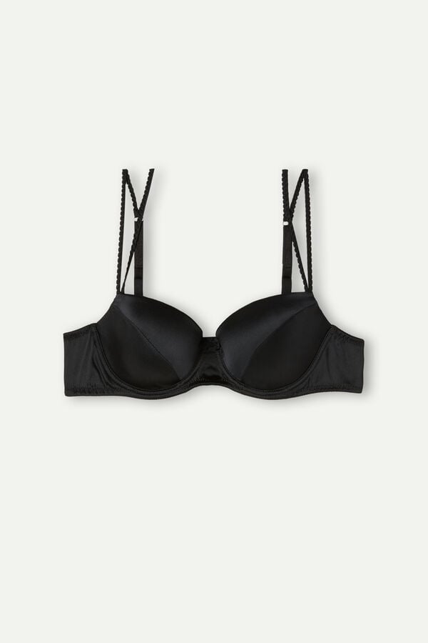 Women Intimissimi Sofia Natural Lift Balconette Silk Bra Black | 1356470-VY