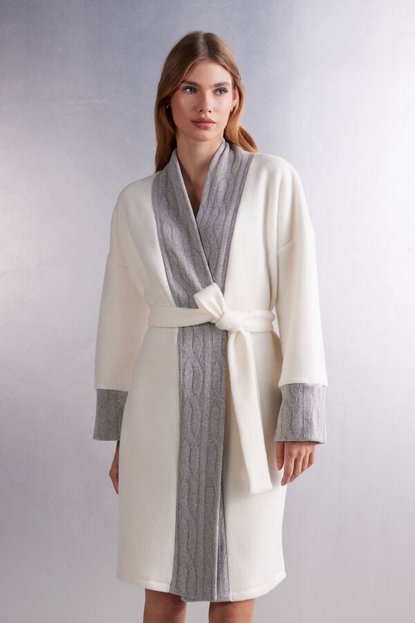 Women Intimissimi Softid Fleece Robe White | 0137965-QX