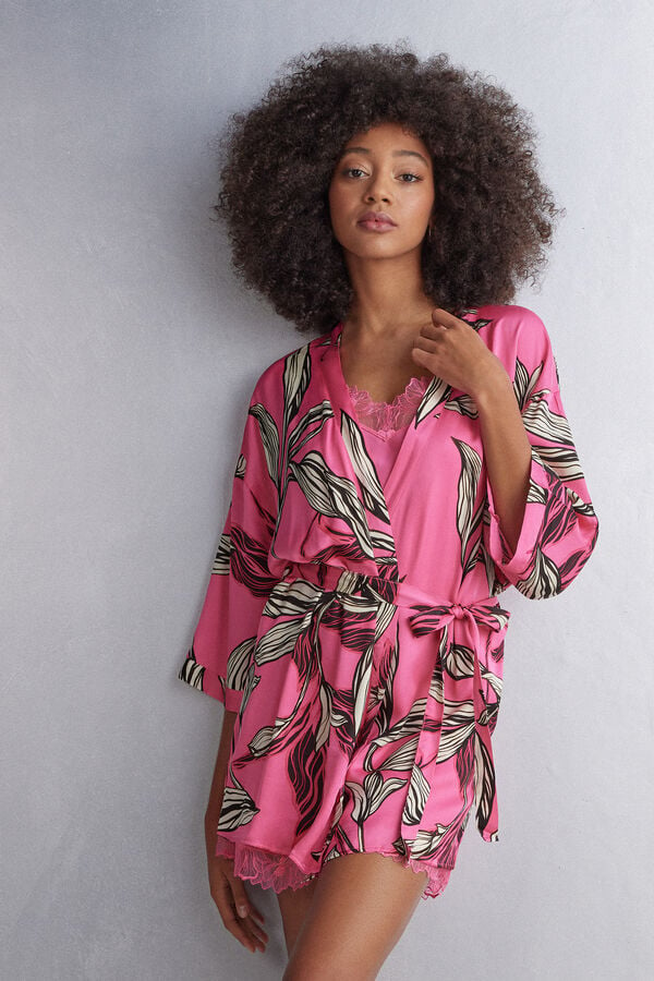 Women Intimissimi Sweet Like Sugar Viscose Satin Kimono Pajamas Pink | 0785264-ZQ