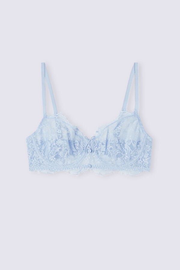 Women Intimissimi The Most Romantic Season Daniela Balconette Bra Blue | 6527418-LT