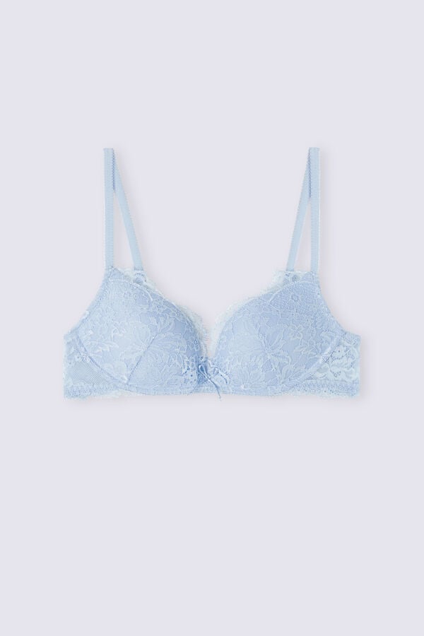 Women Intimissimi The Most Romantic Season Gioia Super Push-Up Bra Blue | 2431568-UQ