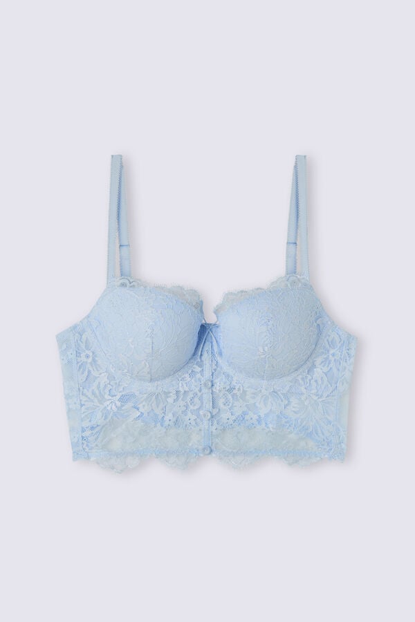 Women Intimissimi The Most Romantic Season Sofia Bustier Balconette Bra Blue | 9460735-AO