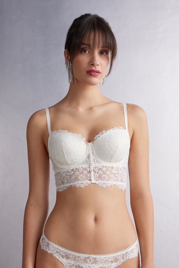 Women Intimissimi The Most Romantic Season Sofia Bustier Balconette Bra White | 7085924-EL