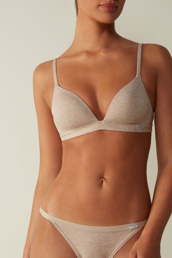 Women Intimissimi Tiziana Triangle Cotton Bra Beige | 1674205-DW