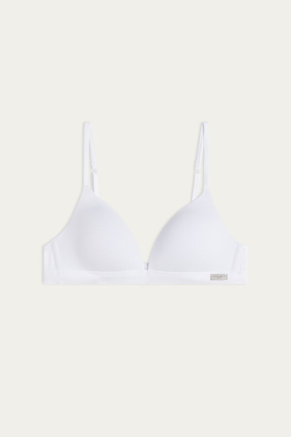 Women Intimissimi Tiziana Triangle Cotton Bra White | 3429078-YH